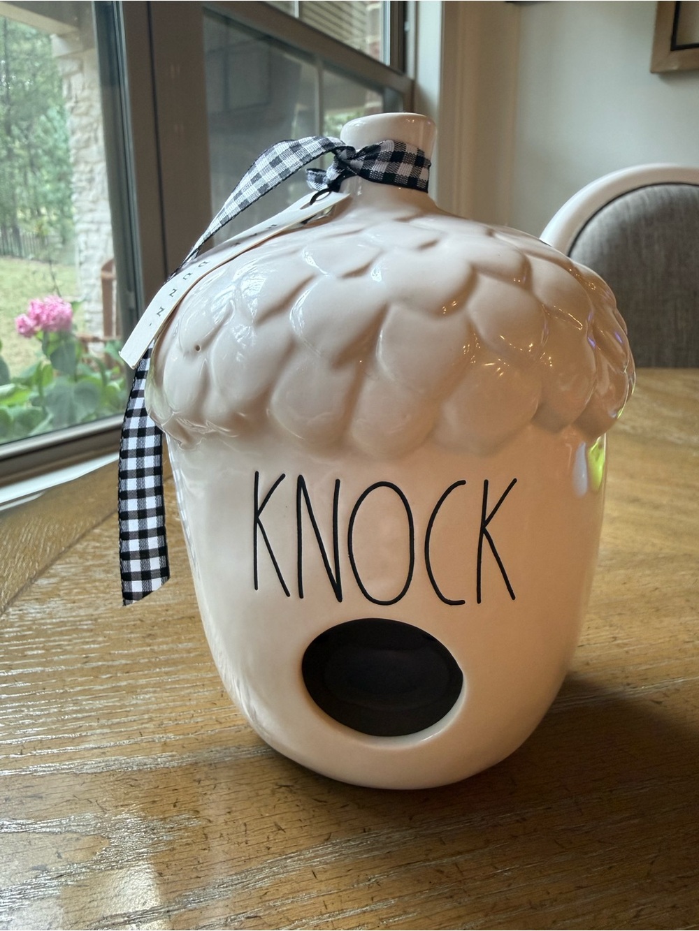 Rae Dunn 'KNOCK' Acorn Ceramic Birdhouse